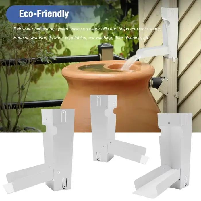 Système de récupération d'eau de pluie en métal avec déviateur et tamis, solution durable