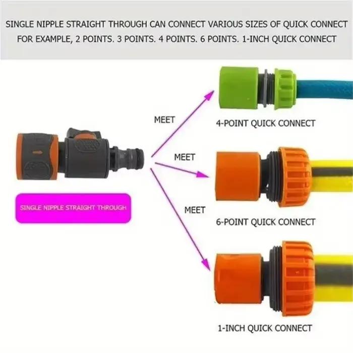 Adaptateur de tuyau d'arrosage à connexion rapide avec robinet d'arrêt - Compatible avec les tuyaux de 1/2 "
