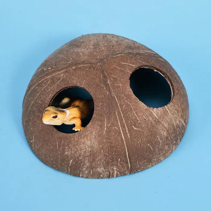 Caverne Naturelle Double Entrée Faite à la Main pour Reptiles : Cachette Décorative pour Tarantules, Caméléons, Gécoques et Petits Animaux Terrestres