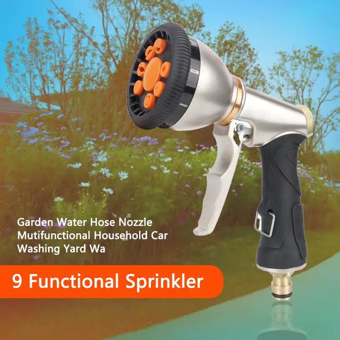 Pistolet à pulvérisation d'eau rotatif en acier inoxydable pour jardin et lavage de voitures mode multi-jet haute pression réglable robuste et durable