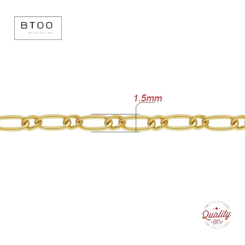 Figaro – chaîne ample inachevée, 1.5mm, 1 + 1 maillons, rempli d'or jaune 14K, vente en gros, résult