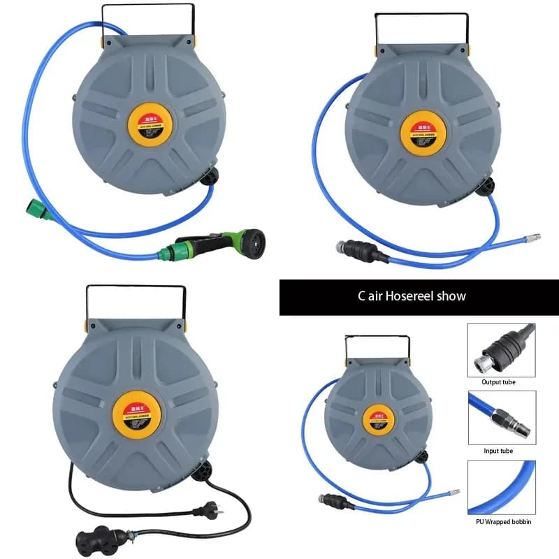 【CHIMU HOME】 Enrouleur de tuyau rétractable haute pression avec lampe pour eau et air, idéal pour le