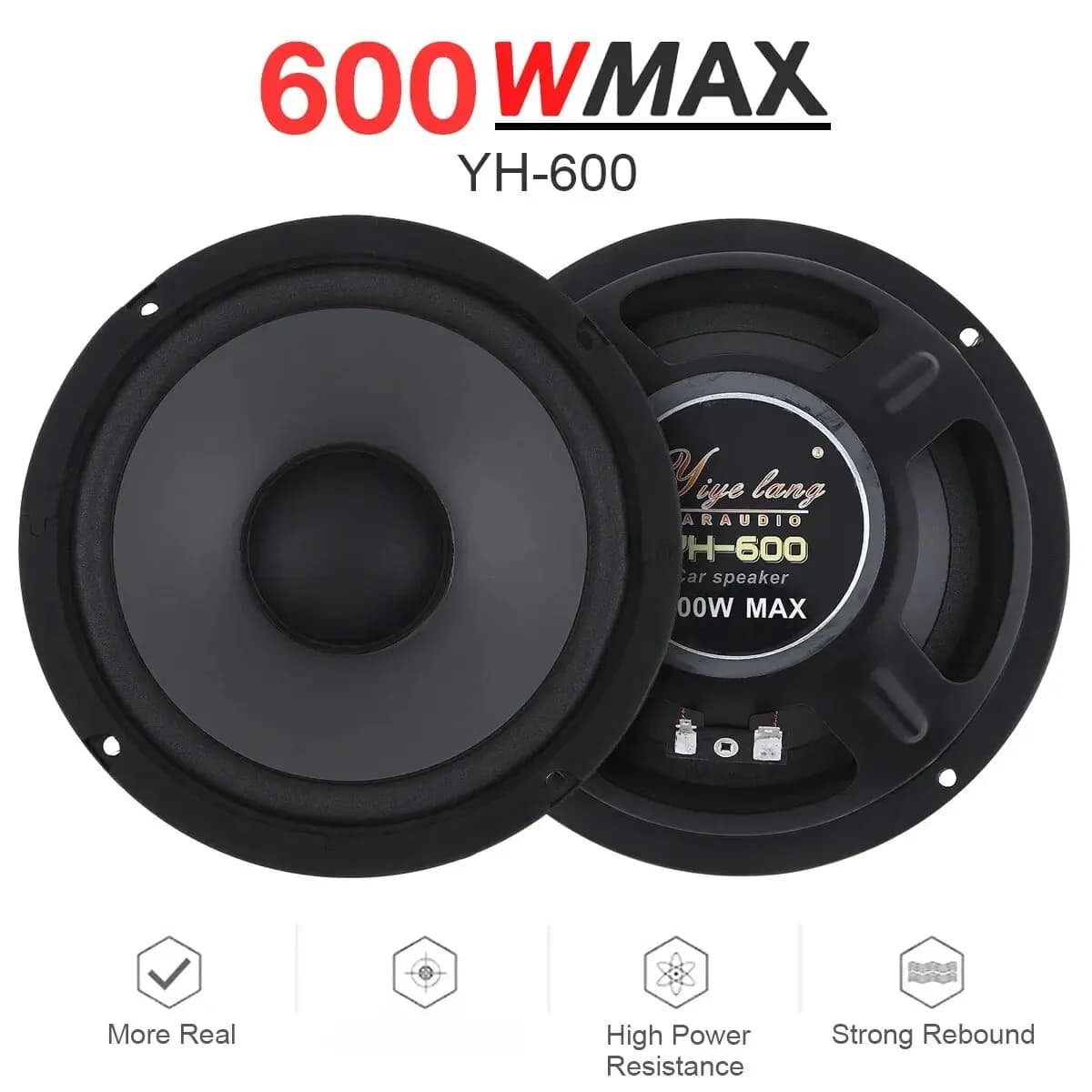 Système de son de haut-parleur de voiture 600W, 6.5 pouces/500W, 5 pouces/400W, 4 pouces, haut-parle
