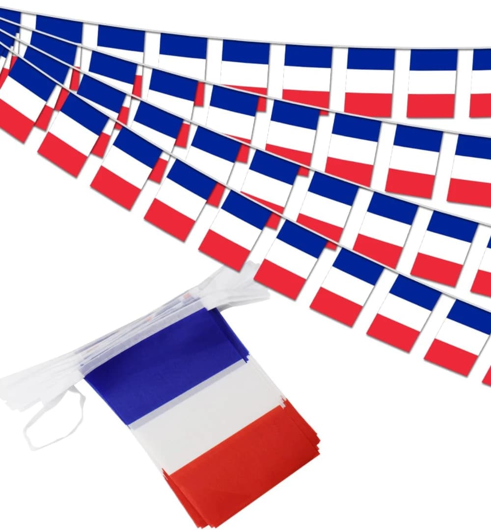 Drapeau de la France 2026, 14x21cm, 20 pièces/ensemble, guirlande de drapeaux français