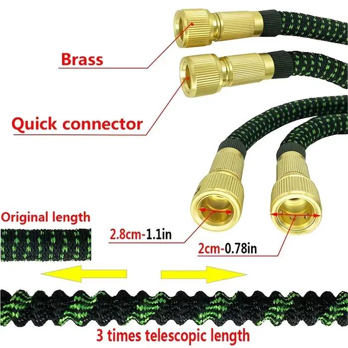 Tuyau d'arrosage pour la maison et le jardin avec joint bimétallique flexible et pistolet à eau réglable pour lavage de