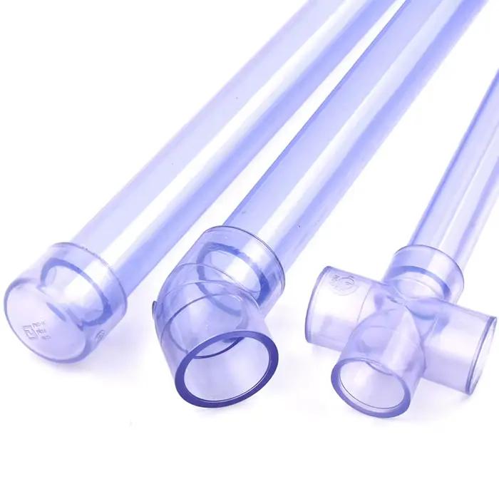Coude de tuyau UPVC Transparent bleu, 20 ~ 63mm, droit, capuchon, té, croix, connecteur de Valve, tu