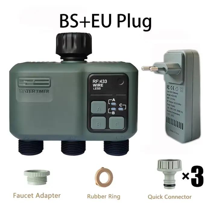 Minuterie d'arrosage de jardin intelligente Tuya Wifi + RF433, avec filtre de retard de pluie à 3 vo