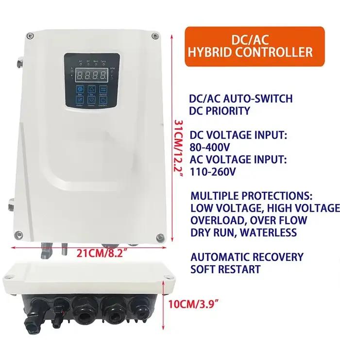 1 HP DC AC 110 V énergie solaire pompe de puits Submersible prix 2 ''tuyau 30 M forage