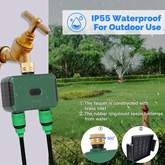 MOES Tuya Smart ZigBee minuterie d'eau à 2 sorties arroseur en laiton avec filtre d'irrigation Programmable fonctionne avec Alexa GoogleHome
