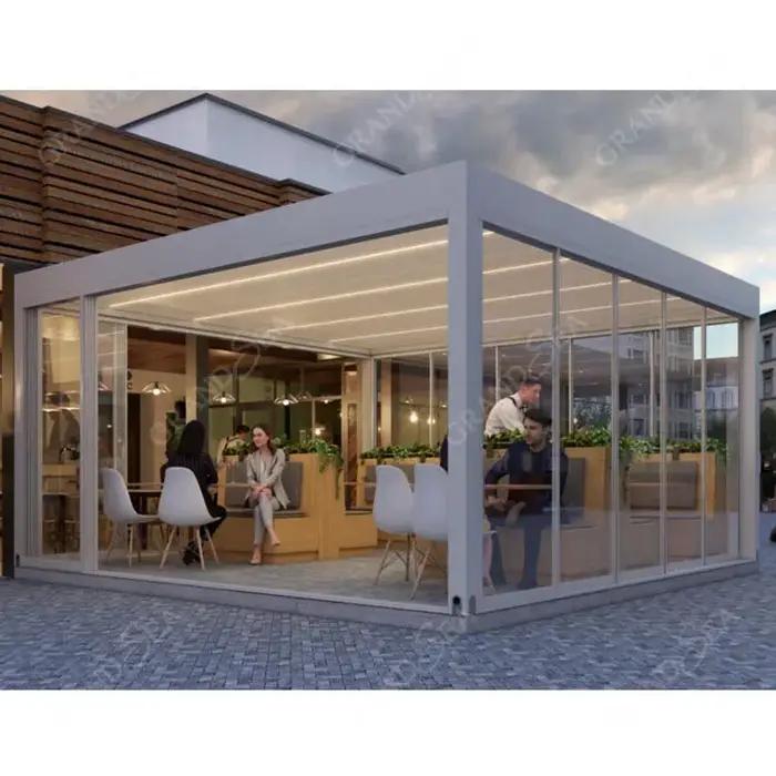 Système de toit à persiennes motorisé pour jardin extérieur Pergola bioclimatique