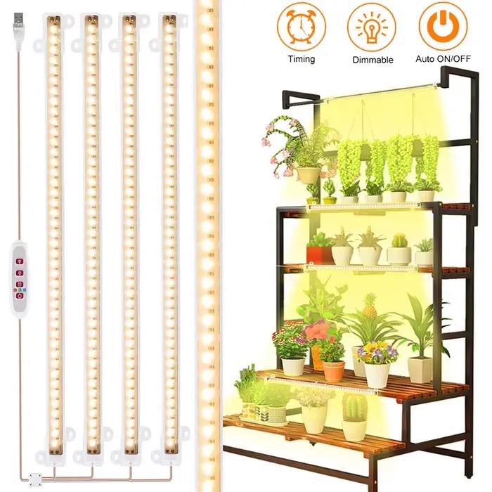 Bande Lumineuse de Croissance LED USB pour Plantes d'Nik, 1/2/3/4 Têtes, Lampe Phyto Complète à Inte
