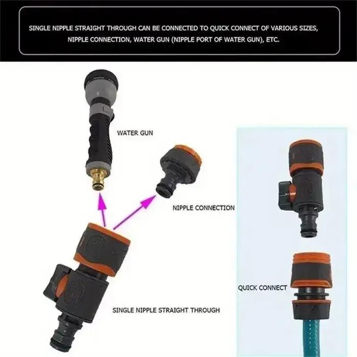 Adaptateur de tuyau d'arrosage à connexion rapide avec Valve d'arrêt