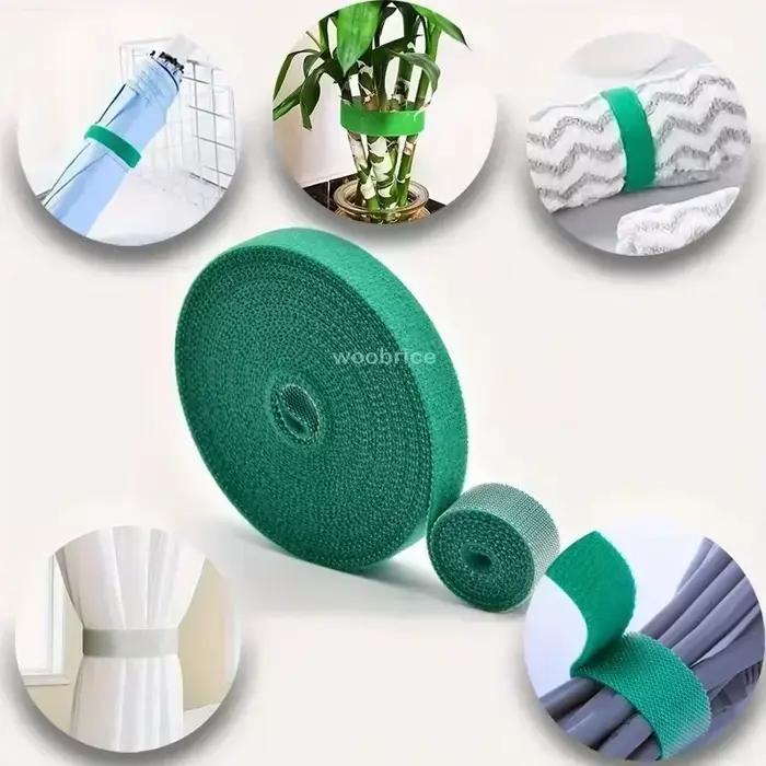Attache de câble en Nylon pour plantes auto-adhésives, vert, réglable, Support de boucle à crochet,