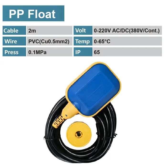 Interrupteur de Niveau à Flotteur Câble 2 à 6m Étanche IP65 Puissance 1650W pour Pompe Réservoir Contrôle de