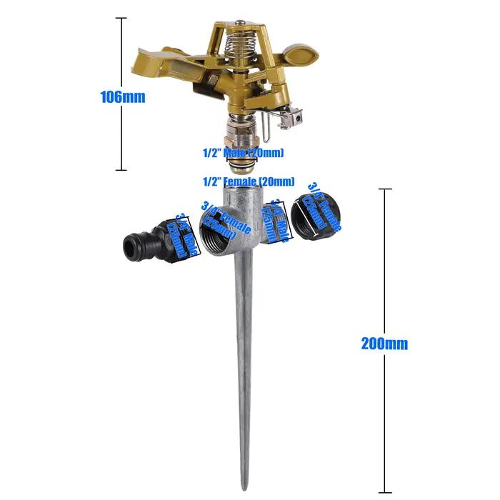 Arroseur Rocker Rotatif pour Jardin Pelouse Agricole et Entretien de Serres Rotation Réglable 360 Degrés Impulsion en Métal Connecteur