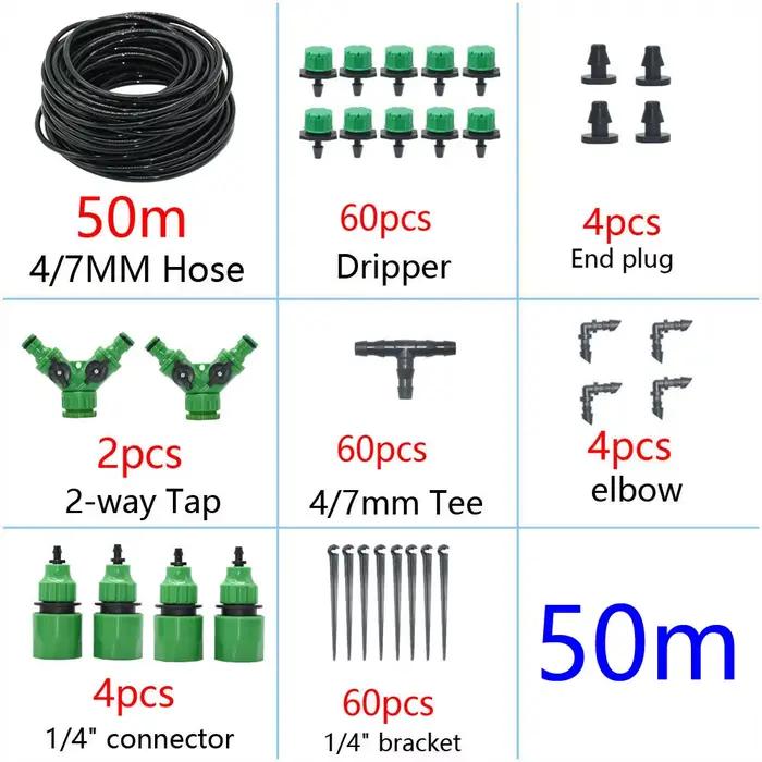 Système d'irrigation goutte-à-goutte Kit d'arrosage automatique multifonctionnel pour jardin, pelouse, plantation d'agriculture et projet de bricolage