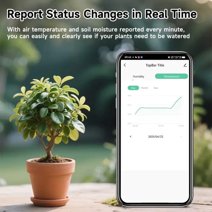 Testeur de Sol Intelligent Tuya Capteur d'Humidité et de Température Compatible Application Moniteur En Temps Réel Automatisation du Jardin Détecteur d'Irrigation Occasions Spéciales