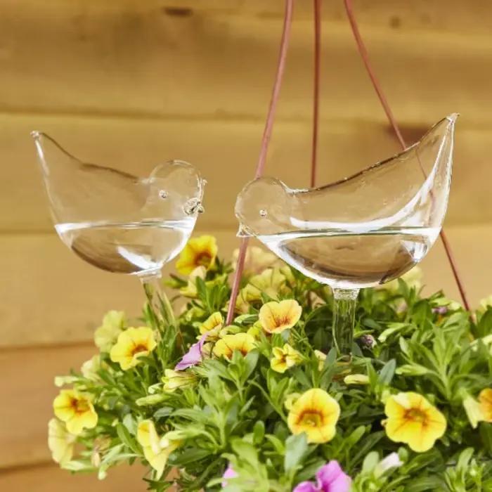 Dispositif d'arrosage automatique en forme d'oiseau en verre pour plantes fleuries intérieures et extérieures occasions spéciales jardinage