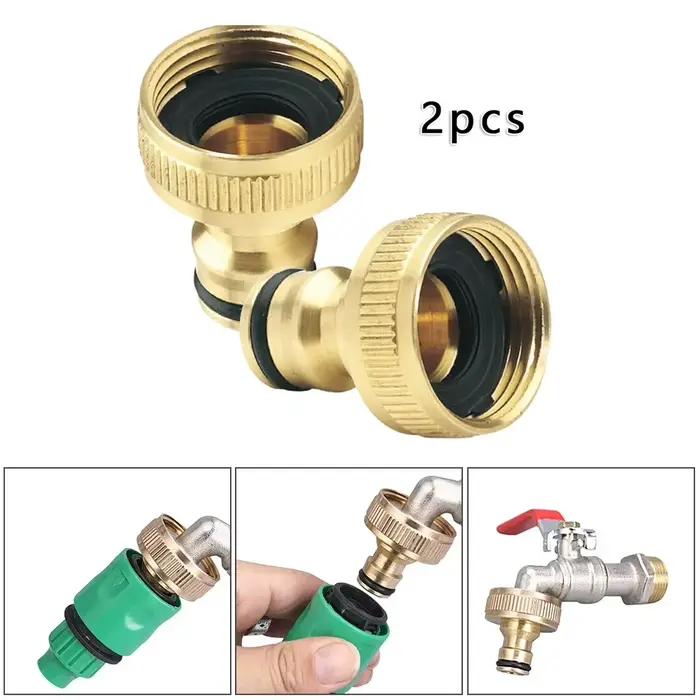 2 pièces Adaptateur de robinet de jardin en laiton 3/4'' pour tuyau d'arrosage, raccords de tuyauter