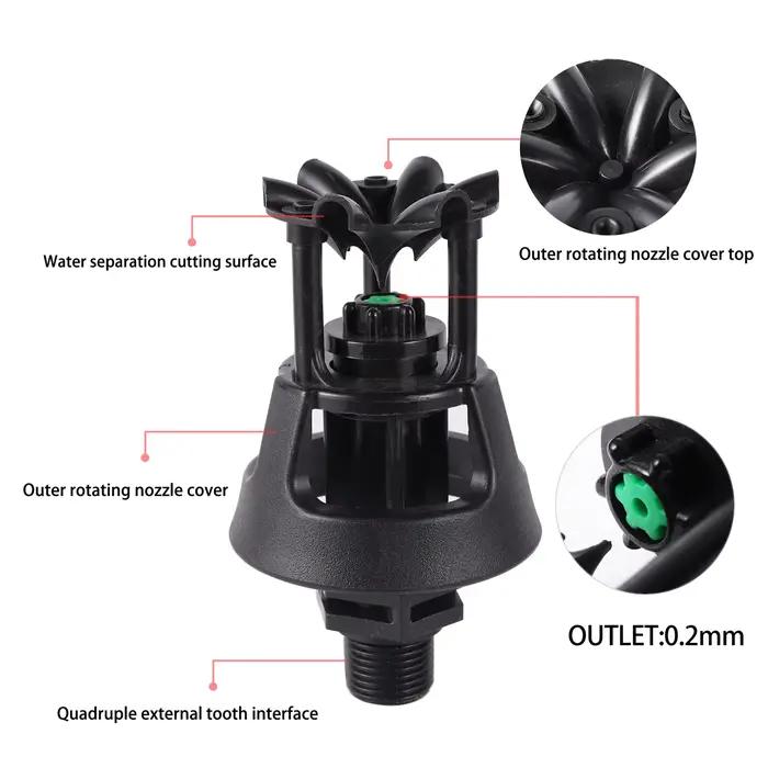 Arroseur pivotant oscillant en plastique robuste pour jardin avec rallonge, buse éloignée et rotation automatique de 360° pour pelouse, verger et parc