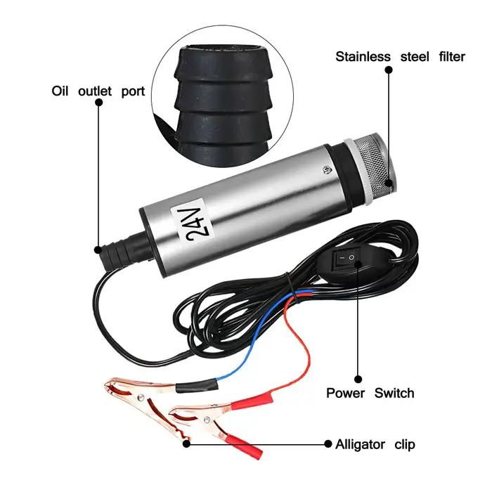 Pompe Submersible DC 12V 24V en Acier Inoxydable pour Transfert de Carburant Agricole Construction Occasions Spéciales