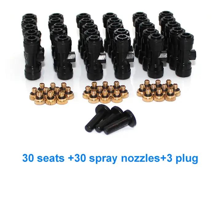 Kit de buses de brumisation pour système de brumisation de patio, refroidissement extérieur, serre, jardin, et parasol en laiton avec joint torique auto-obturant pour distribution d'eau efficace et économie d'eau
