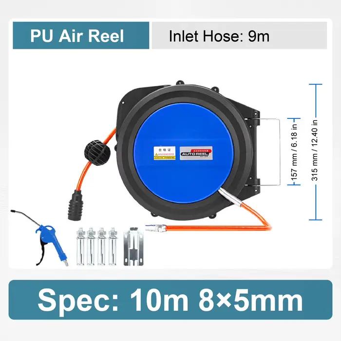 Enrouleur Automatique Tuyau PU Rétractable 18KG Pression Multi Tailles Retour avec Blocage Rotation