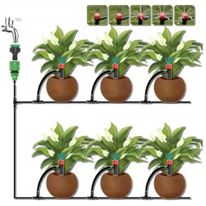 Kit d'irrigation goutte à goutte automatique pour jardin système d'arrosage en plastique blanc pour bonsaï plante en pot fleur légume serre installation facile entretien simple