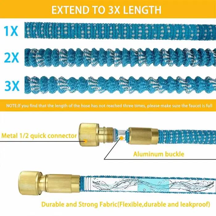 Tuyau d'arrosage extensible en caoutchouc résistant pour jardinage et lavage de voiture multi-longueur facile à utiliser et à entretenir
