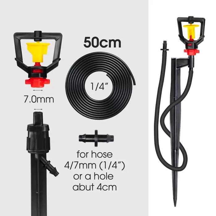 Micro arroseur de jardin à distance 360 °, buse d'irrigation goutte à goutte, émetteurs réglables, 1