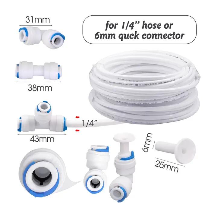 Connecteur rapide de Tube PE blanc de 6mm, raccords à dégagement rapide de 1/4 pouces pour purificat