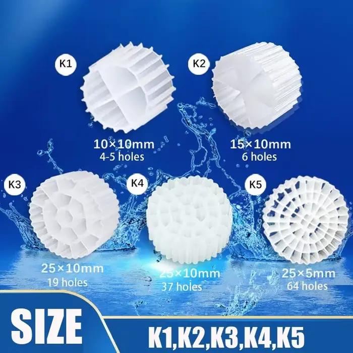 Filtre K1 K2 K3 K4 K5 pour étangs de poissons Koi polyéthylène avec biomasse support filtrant occasionnels entretiens eau claire et saine poissons occasions spéciales