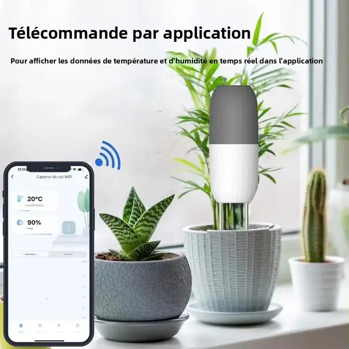 Capteur de sol intelligent Haozee Tuya WIFI détecteur de température et d'humidité pour jardin connecté et surveillance de l'irrigation sans fil résistant à l'eau