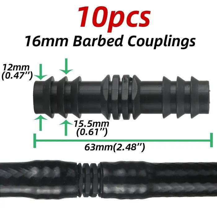 10 pièces 16mm tuyau d'irrigation barbe té arrosage connecteur rapide pour système d'égouttage de jardin 1/2 ''PE