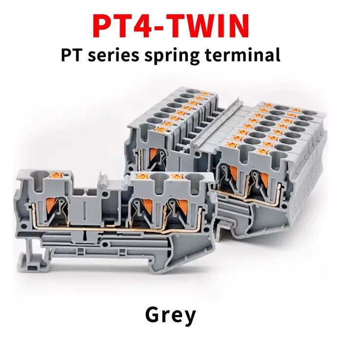 (10 pièces) PT4-TWIN bornier à connexion rapide un en deux sorties avec Rail à ressort