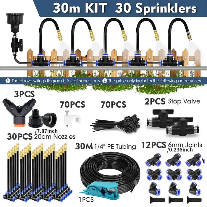 30-5m 1/4" 4/6mm Système de refroidissement par brumisation 360 ° Pulvérisateur atomiseur à buse réglable à courbure
