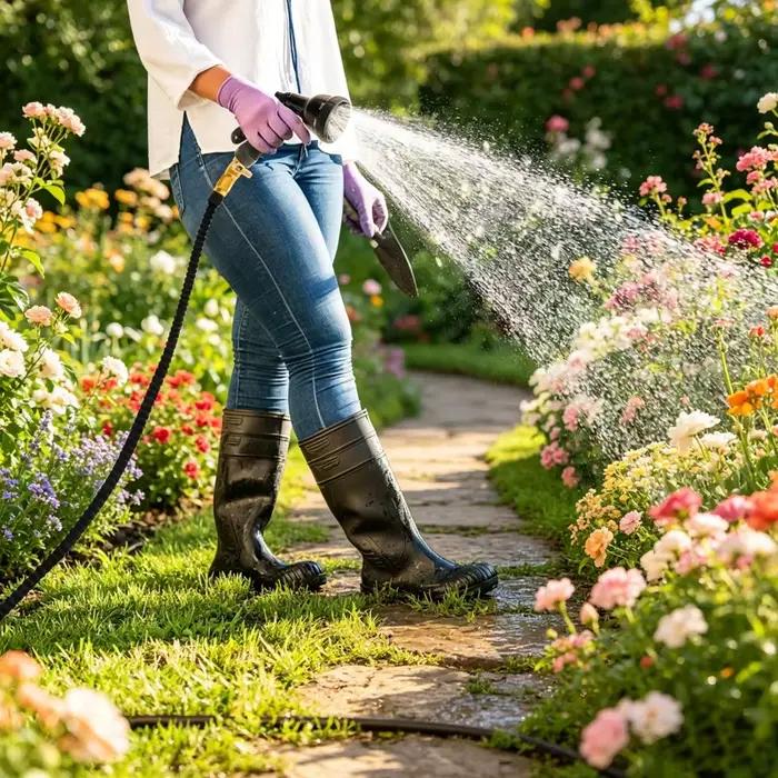 Tuyau d'arrosage extensible en caoutchouc de 25 à 125 pieds avec 8 buses polyvalentes pour jardinage et nettoyage de surfaces extérieures
