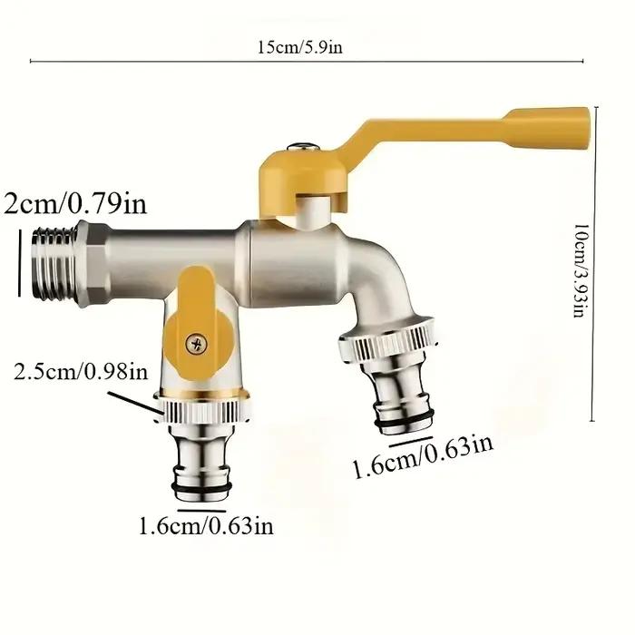 Robinet de jardin à double sortie - connexion de 1/2 pouce