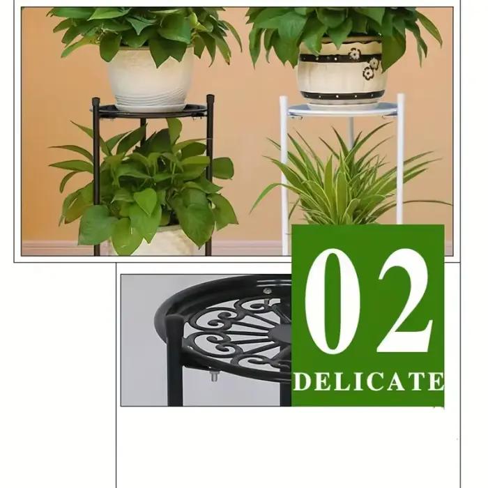 Support de Plante en Métal T1 à 2 Niveaux pour Décoration Intérieure et Extérieure, 1 Paquet