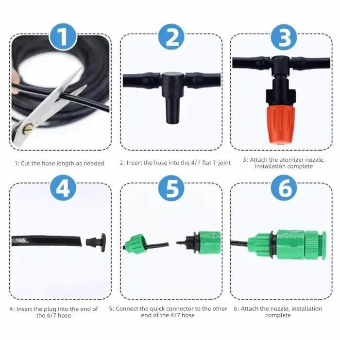Kit d'arrosage automatique 5-30M avec buses de brumisation en plastique