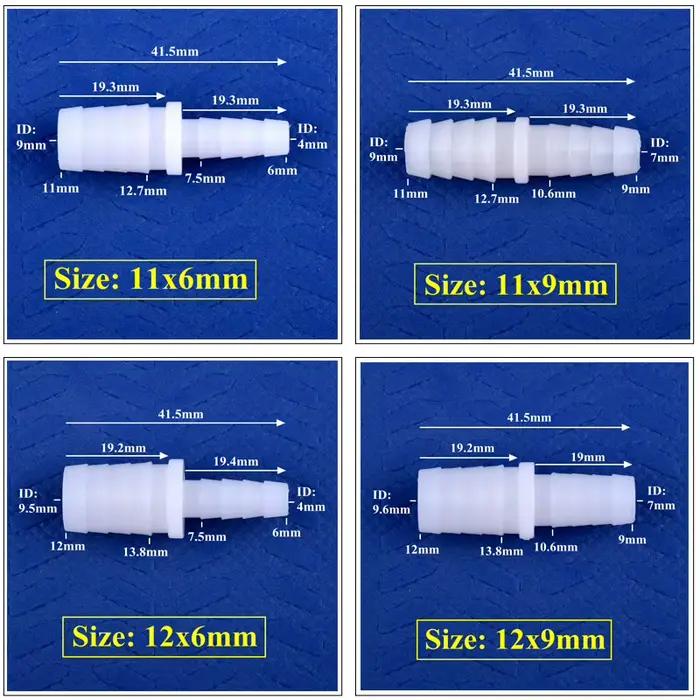 5 ~ 200 pièces 4 ~ 12mm à 2.4 ~ 9mm PE plastique pagode réduisant connecteur Direct Aquarium réservo