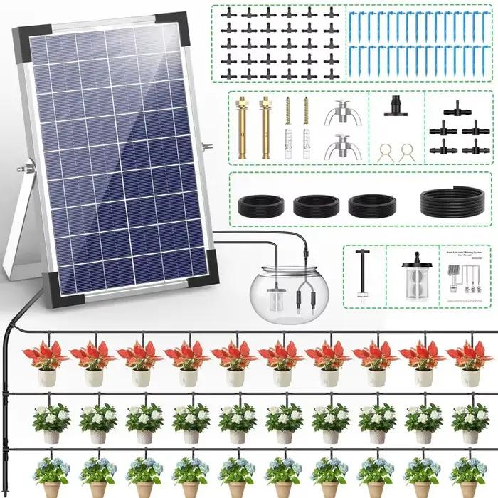 Kit d'arrosage goutte-à-goutte solaire automatique Dreamburgh pour serres, balcons et petits jardins avec 7 modes de minuterie et support de 30 pots
