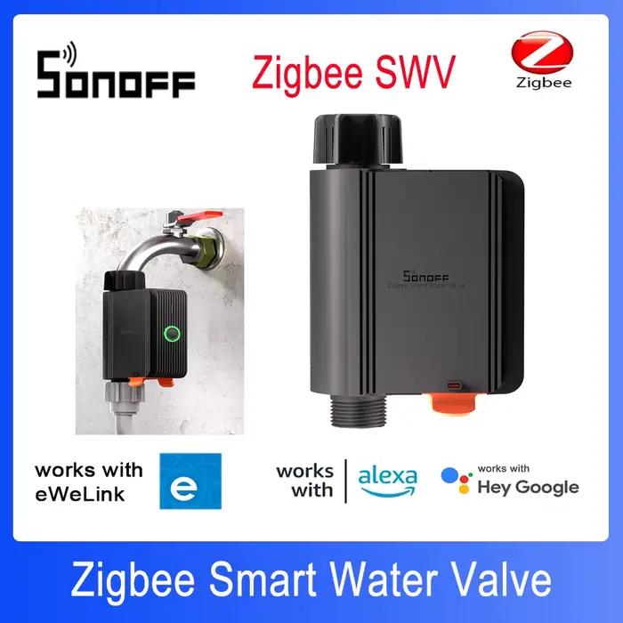 SONOFF SWV vanne d'eau Zigbee robinet contrôleur d'irrigation intelligent système minuterie App commande vocale Via Alexa Google ZHA Ewelink