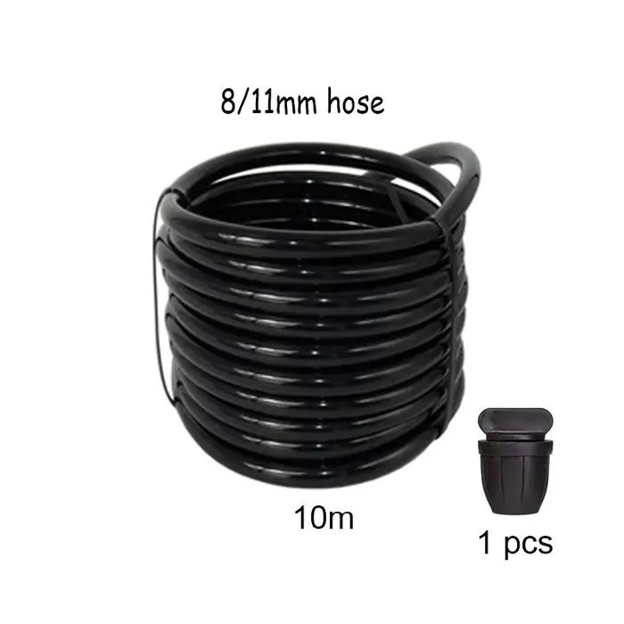 Tuyau d'arrosage du jardin en PVC, Tube d'irrigation au goutte-à-goutte avec bouchon noir, 8/11mm, 3