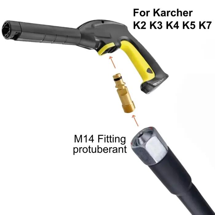 Adaptateur de tuyau M14 pour pistolet de lavage KARCHER K2 K3 K4 K5 K6 K7 raccord de port d'entrée d'eau pour nettoyage jardin efficace occasionnels entretiens maison