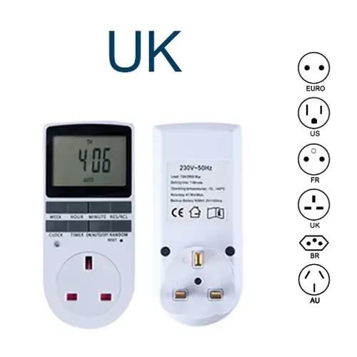 Minuteur numérique électronique programmable 24 heures, prise EU UK AU US BR FR, pour cuisine, prise