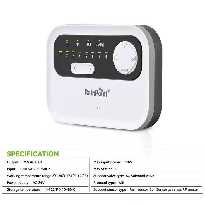 RAINPOINT WiFi intelligent 8 zones contrôleur d'arrosage système