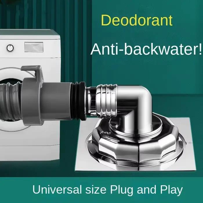 Joint de vidange de sol pour Machine à laver adaptateur de tuyau universel anti-odeur pour salle de bains cuisine et lave-vaisselle avec coussinet chromé pour usage simple et double drainage