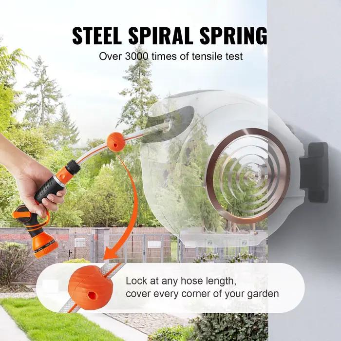 SucceBuy Enrouleur de tuyau rétractable 1/2 pouces 180 ° Enrouleur de tuyau d'eau de jardin mural