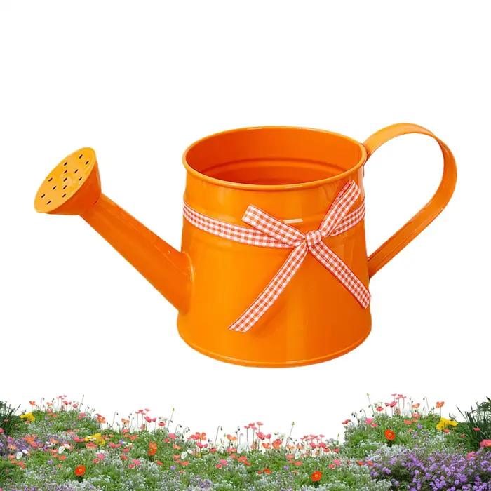 Arrosoir compact 1L métal avec tête de pulvérisation et ruban à carreaux pour plantes intérieures et extérieures, idéal pour le jardin, le balcon, le bureau et la maison